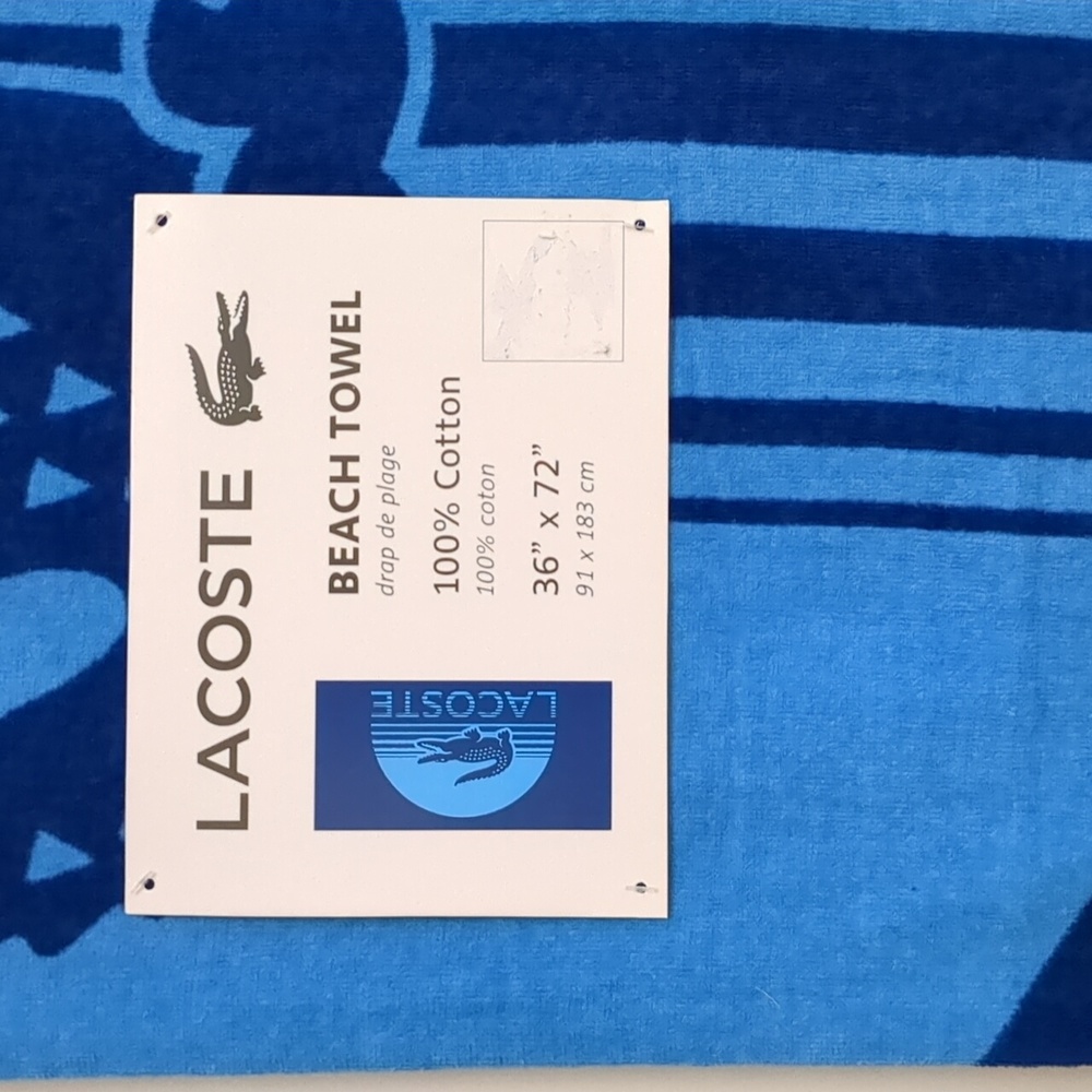 Lacoste 100% Cotton Beach Towel, 36" W x 72" L - Picture 4 of 4